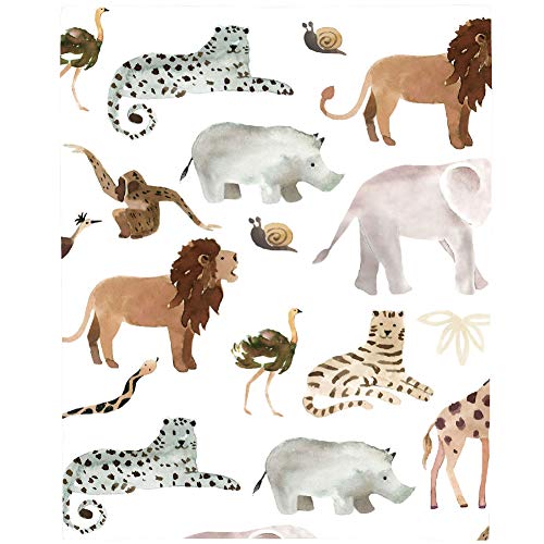 Nojo Water Color Jungle Friends Tan, Brown & Grey Super Soft Mini Crib Sheet, Tan, Brown, Grey #TOP2