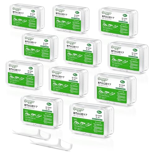 600本入 フロス & スティック デンタルフロス 極細 フロス 歯 狭い歯間用 入りやすい 初心者 歯間清掃 大容量 携帯用 60本入×10箱 ホワイト