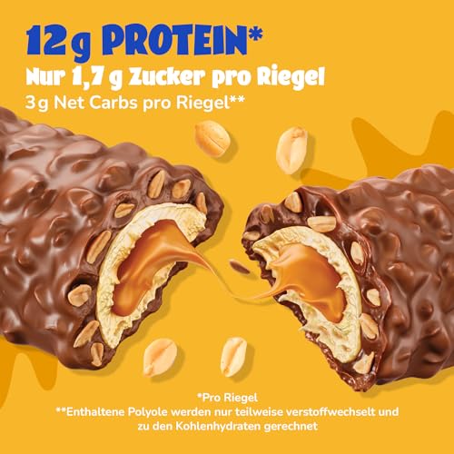 ahead Protein Riegel | Peanut Caramel | 14x 45g Extra softer Protein Riegel mit cremigem Kern | Low Carb Eiweißriegel ohne Zuckerzusatz & ohne Palmöl 4