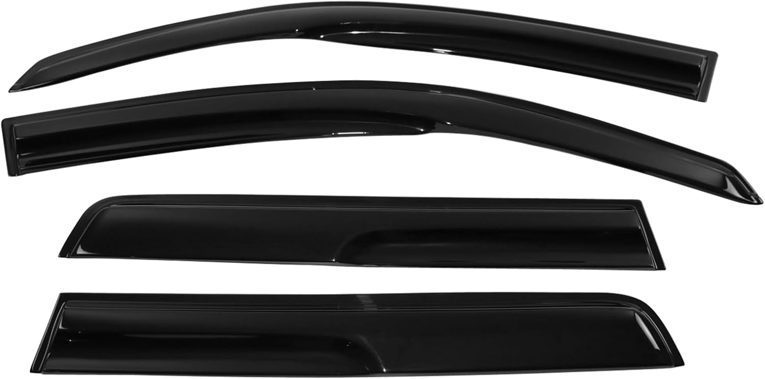 Tape on Window Visor Deflectors, Compatible with 2003-2006 Mitsubishi Outlander, Acrylic Smoke Tinted Mug Style Window Rain Guards, Sun Wind Side Vent Visor Set, 4 Pieces