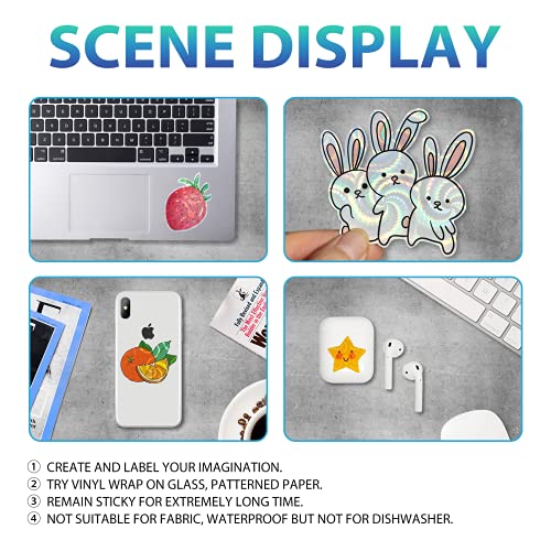 Papel adesivo holográfico de 21,5 x 27,9 cm, papel adesivo de vinil imprimível com 25 folhas, adesiv