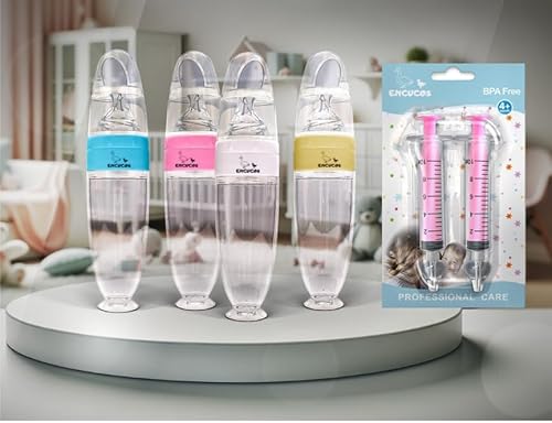 Pack Bebé: Biberón Rosa con Cuchara de Silicona + Irrigador Rosa Nasal – Alimentación y Cuidado del Bebé (Rosa, 90 ml)