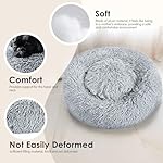 Hoewina Dog & Cat Bed for Indoor Cats, 20in Calming Donut Bed for Puppy and Kitten, Washable Round Fluffy Pet Bed for Small Medium Dogs and Cats (Light Grey) - Image 5