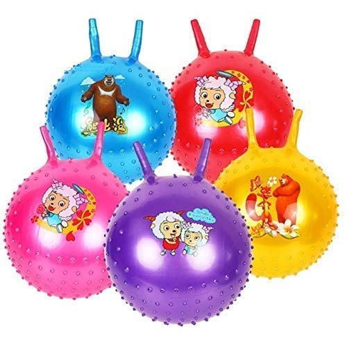 PYU ENJOY SHOPPING Inflatable Bouncer Hoppity Hop Jumping Ball Children Yoga Outdoor Game Gymnastic Hopper Jump N Bounce Retro Ball Handle Ride-on Toy Bouncy for Kids (Rubber, Multicolor , Size:65 cm) - Image 6 thumbnail