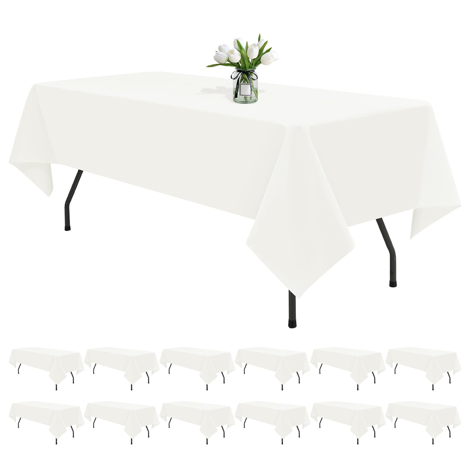 Rewomc 12-Pack Ivory 60 x 126 Tablecloth