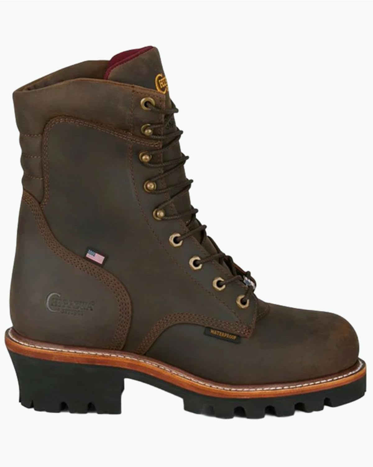 Chippewa Mens Usa Super Logger 8 Inch Steel Toe Work Safety Shoes Casual - Brown
