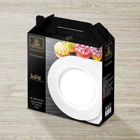 WILMAX 880100 8 in. Dessert Plate Set of 644; White - Pack of 6