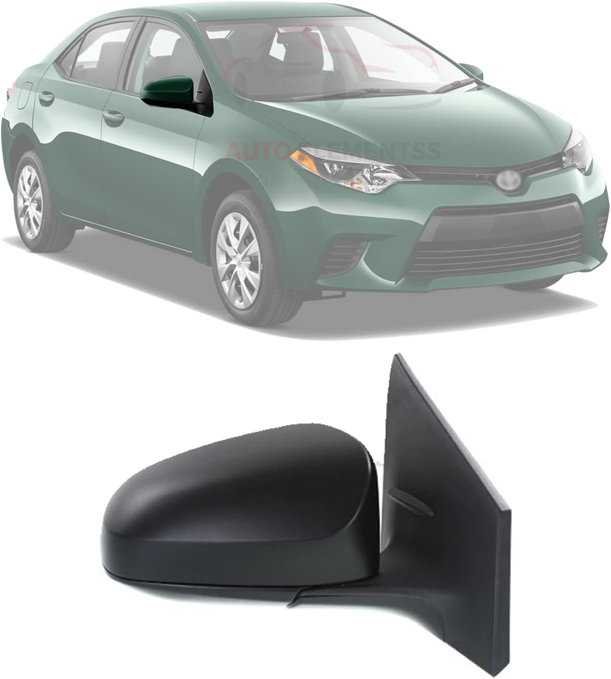 Side View Mirror Passenger Side Power Glass Paintable For 2014-2019 Toyota Corolla Direct Replacement