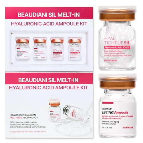 BEAUDIANI Sil Melt-In Hyaluronic Acid Ampoule Kit At-Home Intensive Hydration Treatment Korean Skincare (0.34 fl oz (2 Sessions))