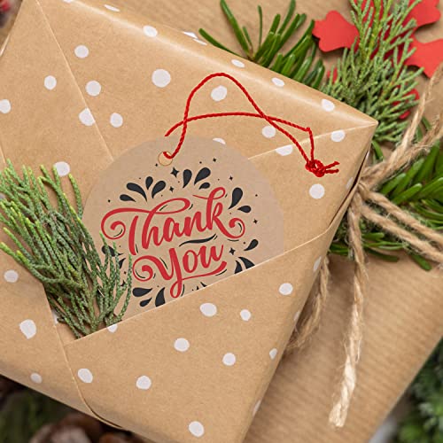 Image of Clickedin inch Thank You inch Kraft Paper Tags | Eco-Friendly | Brown Tags with Thread | 50 Pieces