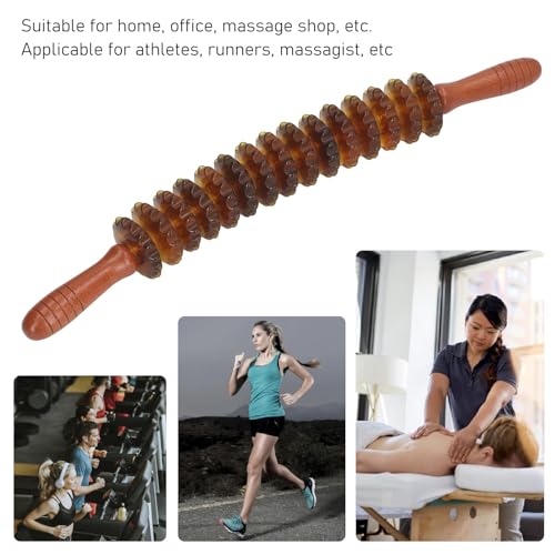 Bastão de massagem de rolo de fáscia, drenagem linfática faia, ergonômico, portátil, para massagem d