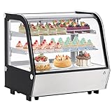 Commercial Display Refrigerator, 4.3 Cu.Ft Countertop Refrigerated Showcase with LED Lights, Adjustable Shelves & Auto Defrost – Dessert Display Fridge for Coffee Shops, Bakery Counters Black