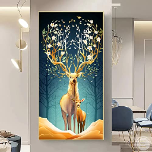 Peinture élan blanc abstrait sur toile imprimée d'art moderne 40x80