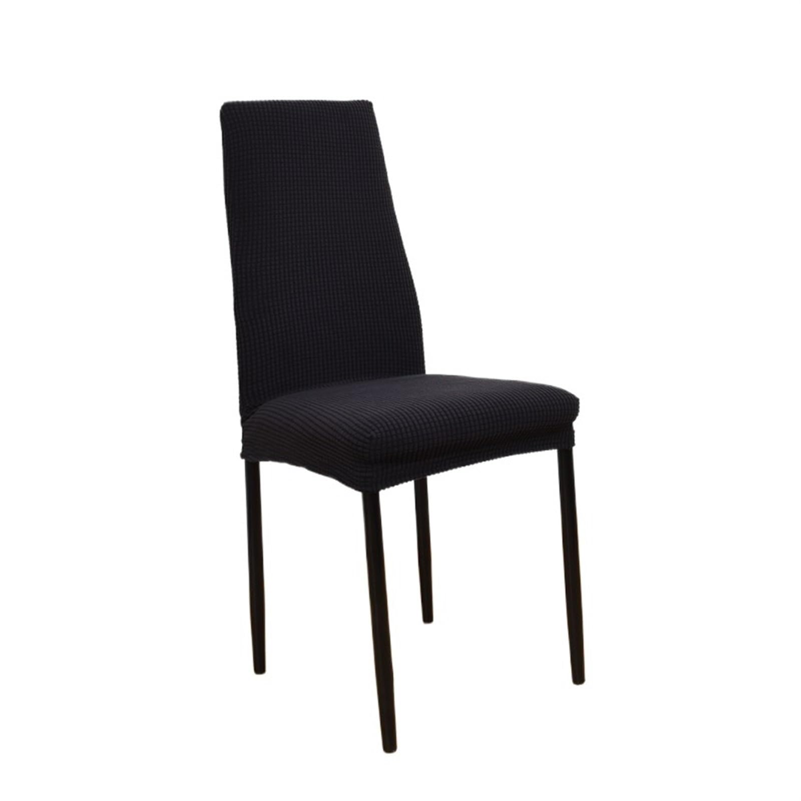 Narrow Back Dining Chair Covers Polyester Thicken Elastic Seat Case Office Hotel Restaurant Banquet Chair Cover Dining Chair Covers (Color : Black, Size : Back Height 51-56cm)