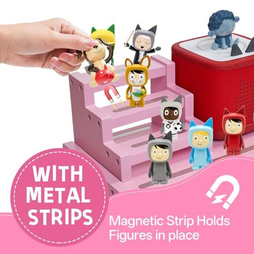 Image of for Tonies Box Organizer Shelf, 3-Tier Pink Tonies Magnetic Shelf Compatible with Toniesbox 1 and Toniesbox 2, Desktop Display Storage Rack for 10-15 Tonies Figures and Compatible Charging Station