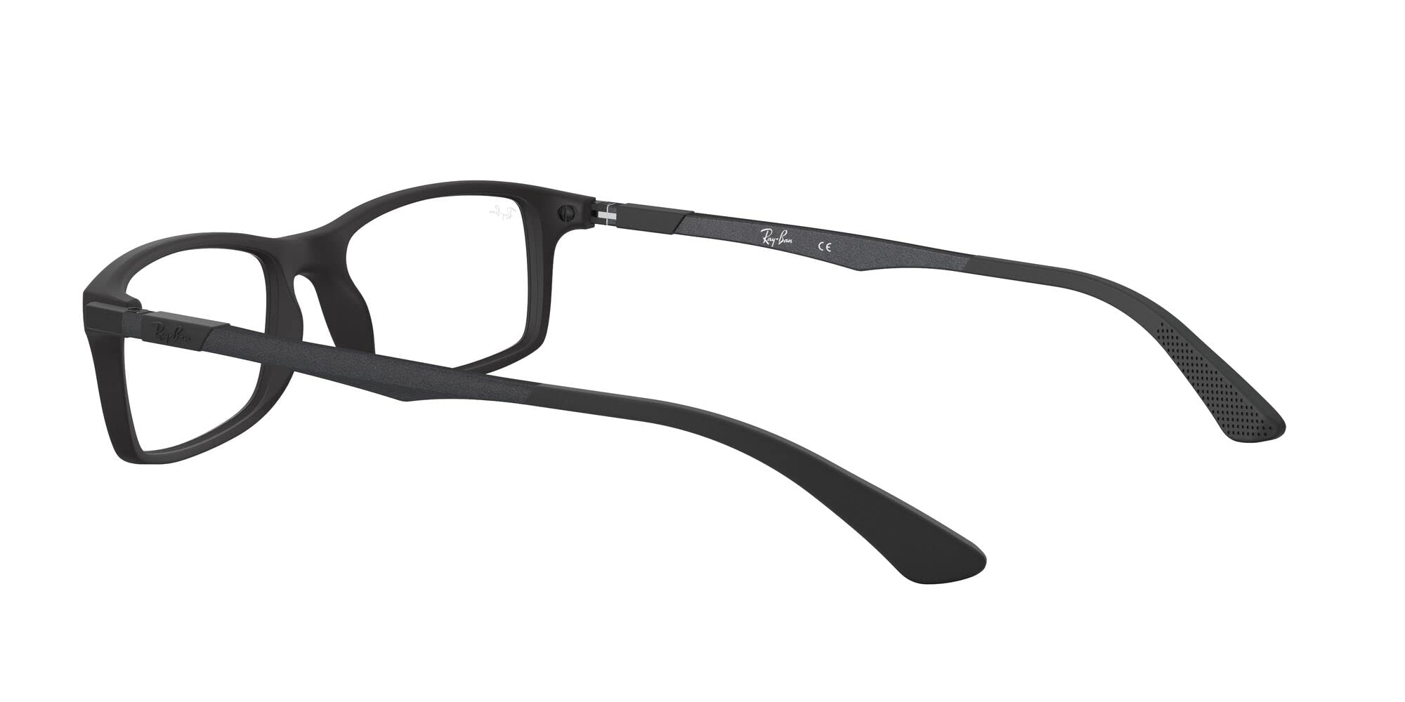 Ray-Ban Damskie prostokątne oprawki do okularów korekcyjnych Rx7017, Przezroczysta szara/soczewka demonstracyjna, 56 mm