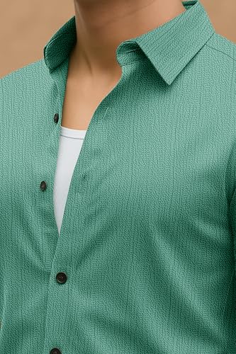 Image of Popcorn Textured Shirts for Men Green M