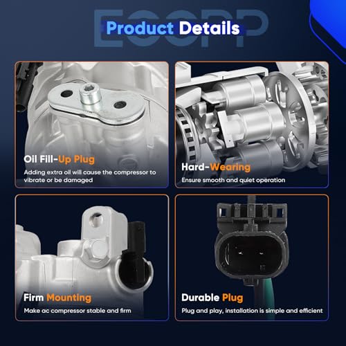 Image of ECCPP AC Compressor for Cadillac ATS 3.6L 2013-2015 for Cadillac CTS 3.6L 2014-2015 AC Compressor with Clutch