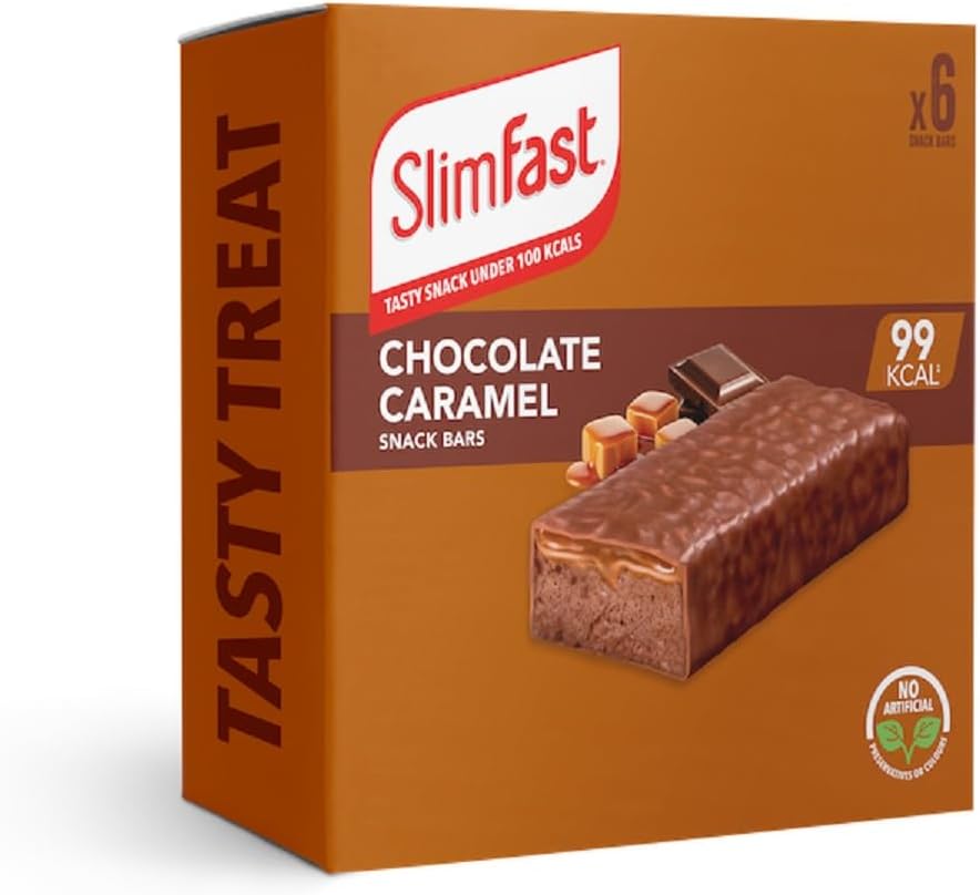 SlimFast Chocolate Caramel Snack Bar Multipacks, 5 x 6 Bar Multipack (30 Bars Total)