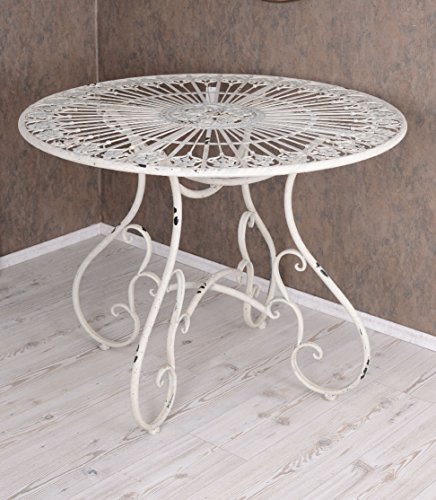 Runder Esstisch Gartentisch Shabby Chic Eisentisch Weiss Metall Tisch aja037 Palazzo Exklusiv – Bild 3