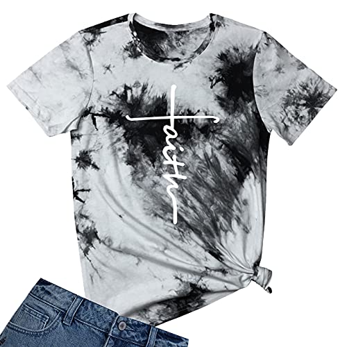 BLACKMYTH Women Cute Graphic T-Shirts Dye Tees Tees White Black Medium