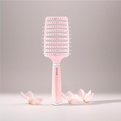 Miniatura 8 de RHOS Cepillo curvo ventilado para un secado más rápido, peinado rizado, grueso, flequillo, húmedo y seco, para mujeres y hombres (1 paquete, rosa)