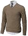 H2H Mens Basic Fashion Long Sleeve Knitted V-Neck Pullover Sweater Beige US L/Asia XL (CMOSWL018)