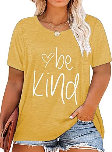 Plus Size Be Kind Shirts Womens Graphic Tees Teacher Tshirt Short Sleeve Summer Tunic Tops 3X Yellow