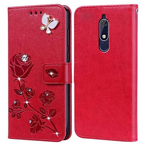 Funda para Nokia 5.1, Carcasa Libro Tapa de Cuero Piel Wallet Case Flip Cover Nokia 5.1，con Kickstand,Tarjetas Ranura Magnética Cartera