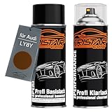 TRISTARcolor Autolack Spraydosen Set für Audi LY8Y Ipanemabraun Metallic Basislack Klarlack Sprühdose 400ml