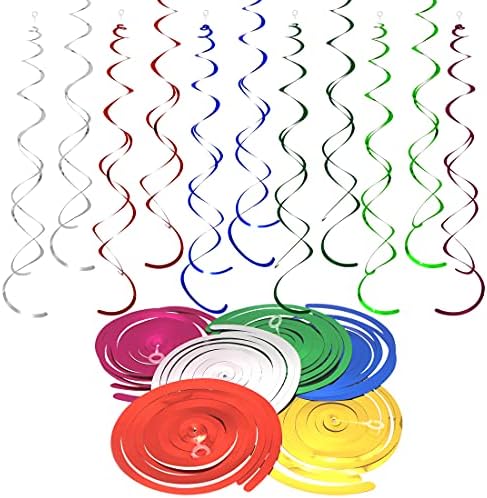 Hanging Swirls Party Decorations 36 Pcs Multicolor Spiral Streamers Halloween Party Supplies for Ceiling Birthday Wedding Party