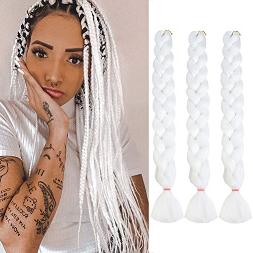 165G Jumbo Braiding Hair White Synthetic Jumbo Braids 3 Packs