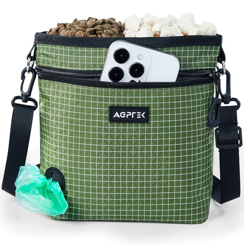AGPTEK Leckerlitasche für Hunde, Futterbeutel Hund mit Kotbeutelspender zum Umhängen, Freihändige...