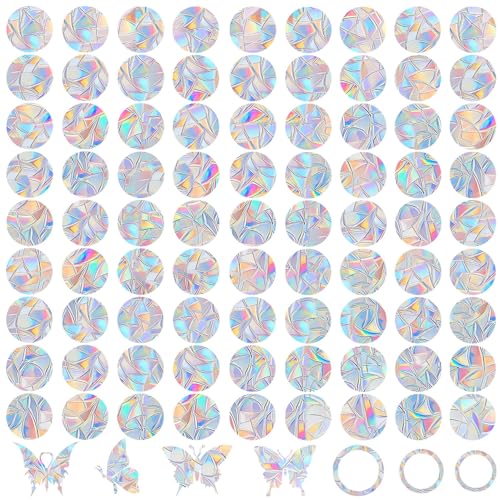 88 Pieces Window Decals for Bird Strikes - Anti-Collision Window Decals to Save Birds from Window Collisions,Non Adhesive Reusable Vinyl Rainbow Window Stickers
