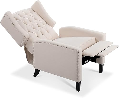 Miniatura 7 de TRIPLE TREE Silla decorativa silla reclinable de terciopelo con respaldo de empuje sofá individual cómodo sofá reclinable silla de sala de estar