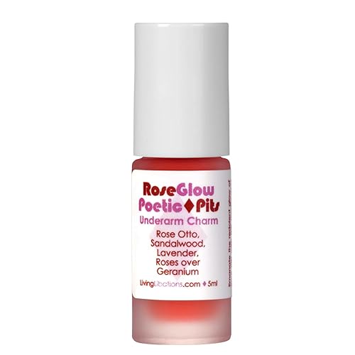 Living Libations - Desodorante orgánico Poetic Pits Roll-On Natural, Wildcraft, Vegan Clean Beauty (Rose Glow)