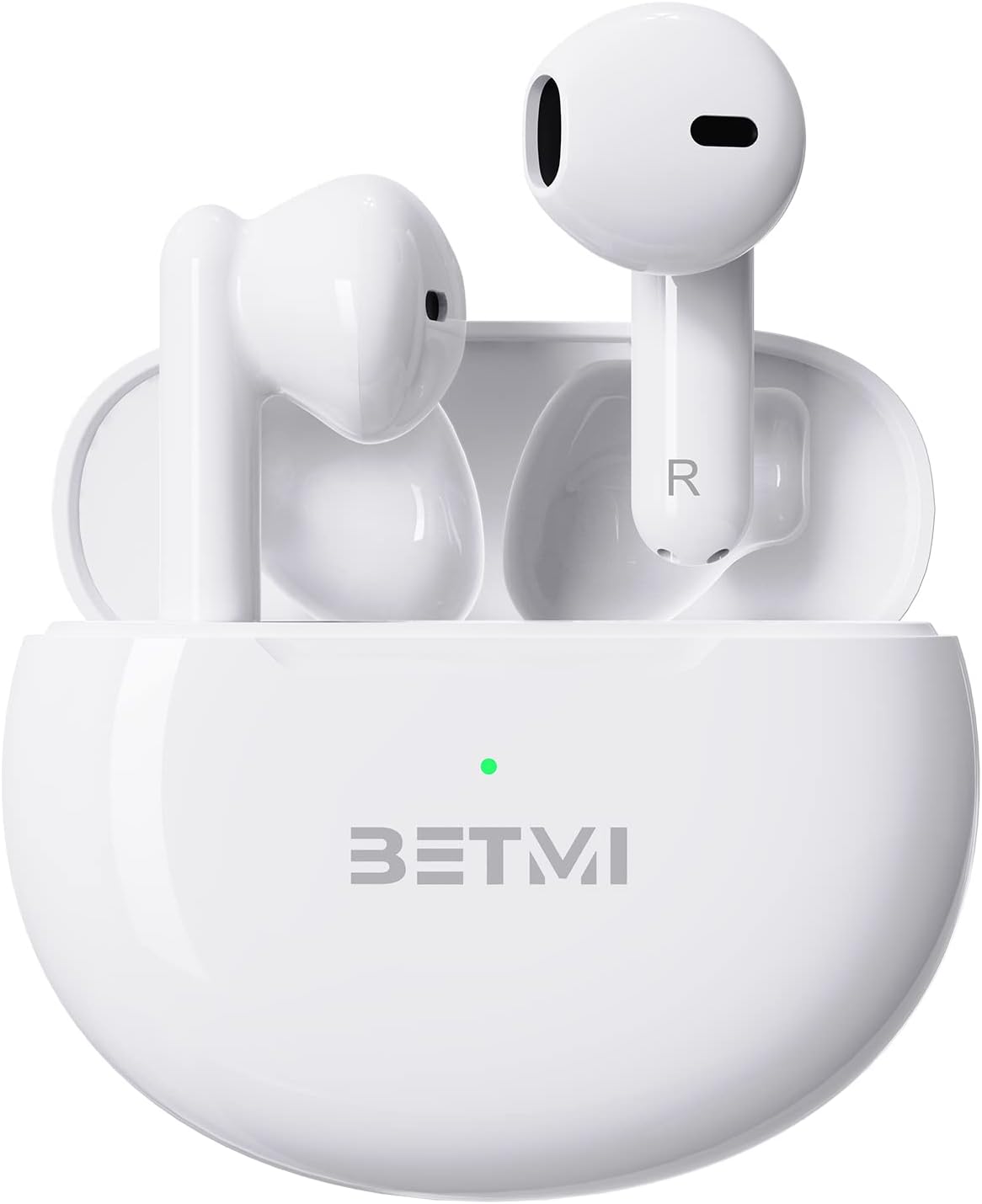 BETMI - True Wireless Earbuds - in-Ear Bluetooth5.1 Headphones - 40H Playtime, IPX5 Waterproof TWS with Dual Mic for Sport, Light-Weight Earphones for Android iOS/iPhone - White