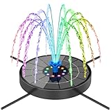 SEIRMEP Solar Fountain Pump with 3 Spray Height Adjustments, Upgraded Glass Solar Bird Bath Fountains with LED Lights,6 Nozzles,Outdoor Solar Water Fountain for Bird Bath, Garden, Pool, Pond (Blue)