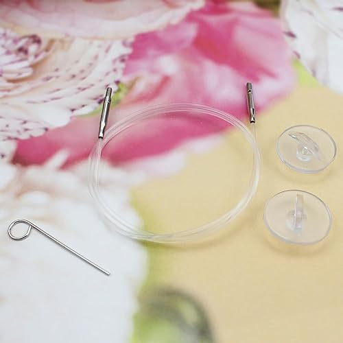 Miniatura 4 de Yarn Ave Lykke - Cordones giratorios de aguja de tejer circulares intercambiables, cables giratorios de nailon transparente transparente, 1 paquete,
