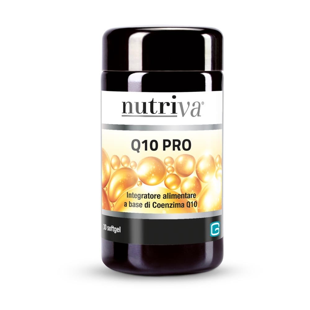 NUTRIVA Q10 Pro, Integratore Alimentare Antiossidante. Con 200 mg di Coenzima Q10 (Ubichinone), Arricchito con Vitamine E e B12, Benessere Pelle e Articolazioni, 30 Softgel, Durata 1 Mese