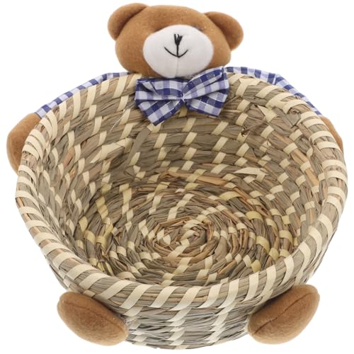 PRETYZOOM Bear Storage Basket Large Woven Baskets Organizer Bin Home Decor for Boys and Girls' Toy Storage