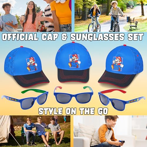 Image of Get Trend Pokemon | Minecraft | Fortnite | Super Mario Kids Baseball Cap, Sunglasses Set UV Protection, Gamer Gifts for Boys