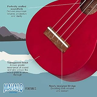 Mahalo Kahiko Ukulélé Soprano avec Housse Rouge Satin - Les Beatles, Paul McCartney, John Lennon, RIngo Starr, George Harrison Mahalo Kahiko Ukulélé Soprano avec Housse Rouge Satin – Image 3