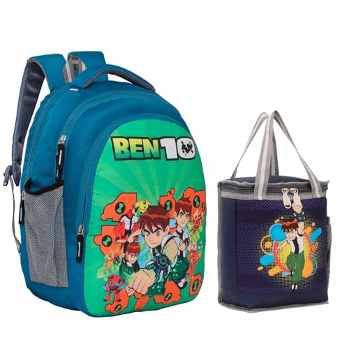 Image of perfect star Combo pack of 2 Motu Patlu School bag & Lunch bags Branded Tution Carry on Tote Nursery kids bag 1st to 5th std 30 L Backpack Tiffin bag (sky Blue)