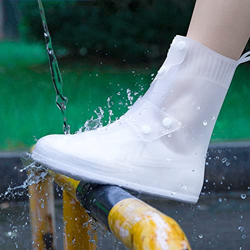 Cubierta de botín de lluvia de silicona, tubo medio, impermeable, apertura grande, fácil de poner, antideslizante y reutilizable para mujer, hombre y niños (Color: D, Talla: Medium(9.4in)) miniatura 6