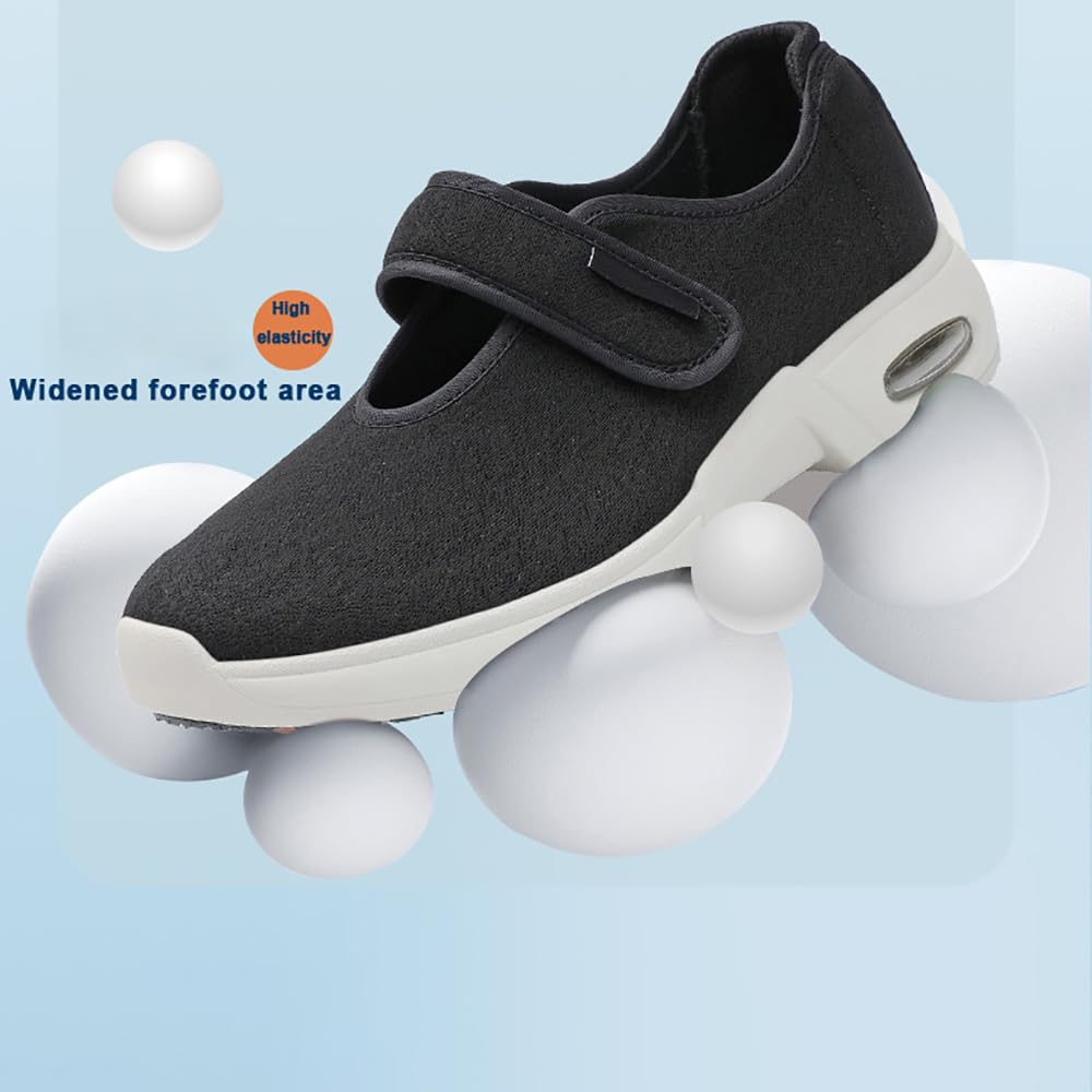 Zapatos para Diabéticos Calzado Ortopédico Fácil De Poner Zapatillas De Ancho Especial Calzado Ajustable con Plantilla De Espuma Viscoelástica Y Suela Antideslizante Ligera