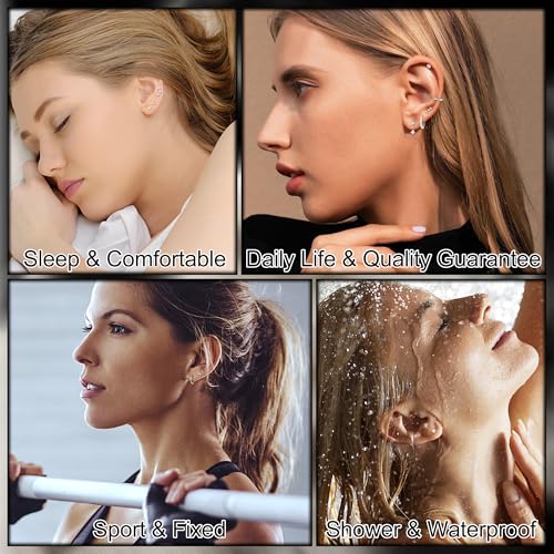 MILACOLATO Hypoallergenic Flat Back Earrings 14K Gold Plated Cartilage Earring Sets for Multiple Piercing 20G Surgical Stainless Steel Earrings for Women Trendy Earring Stacks Small Hoop Flatback Stud Earrings4