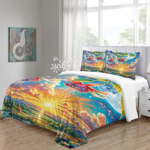 Parure de lit fuchsia 3D en microfibre douce avec fermeture éclair cachée king - 5