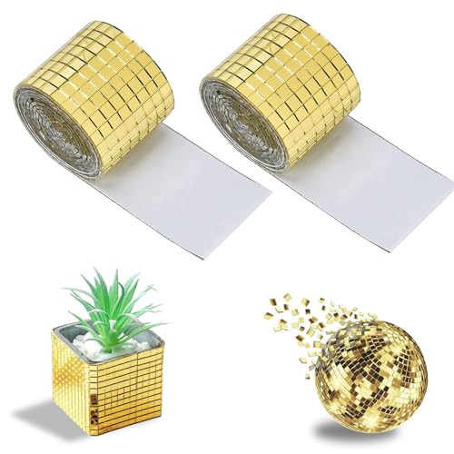 HUAEDNWKYI 3920 Specchietti Autoadesivi Mini - Specchi Creativi da Parete, Decorazione Murale per Soggiorno, Decorazione Murale con Piastrelle Specchiate - Decorazione Artigianale, 5 x 5 mm (Oro)