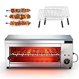 Gewerblicher Elektroofen, Tischgrill, Elektrogrill, Elektrobackofen, Gewerbegrill, Steakofen, Kebabgrill, Käsegrill, 2 abnehmbare Grillroste, Edelstahl, 610x300x280 mm, Wand-/Tischmontage